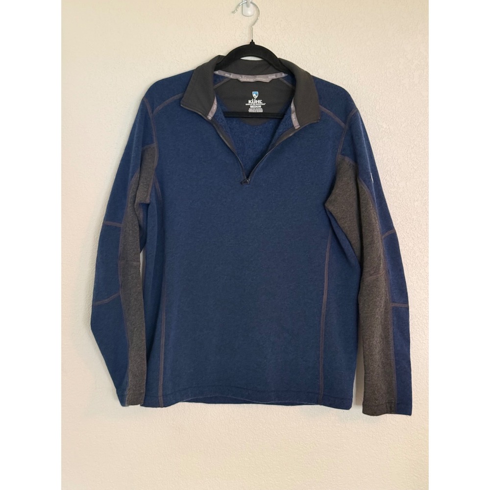 Kuhl Revel 1/4 Zip Pullover Fleece Sweater Blue Grey Mens Medium